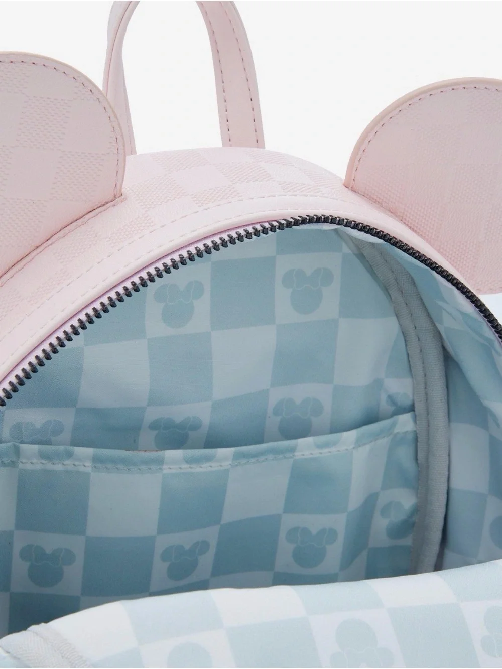 New Loungefly Disney Minnie Mouse Light Pink Checkered Figural Mini Backpack